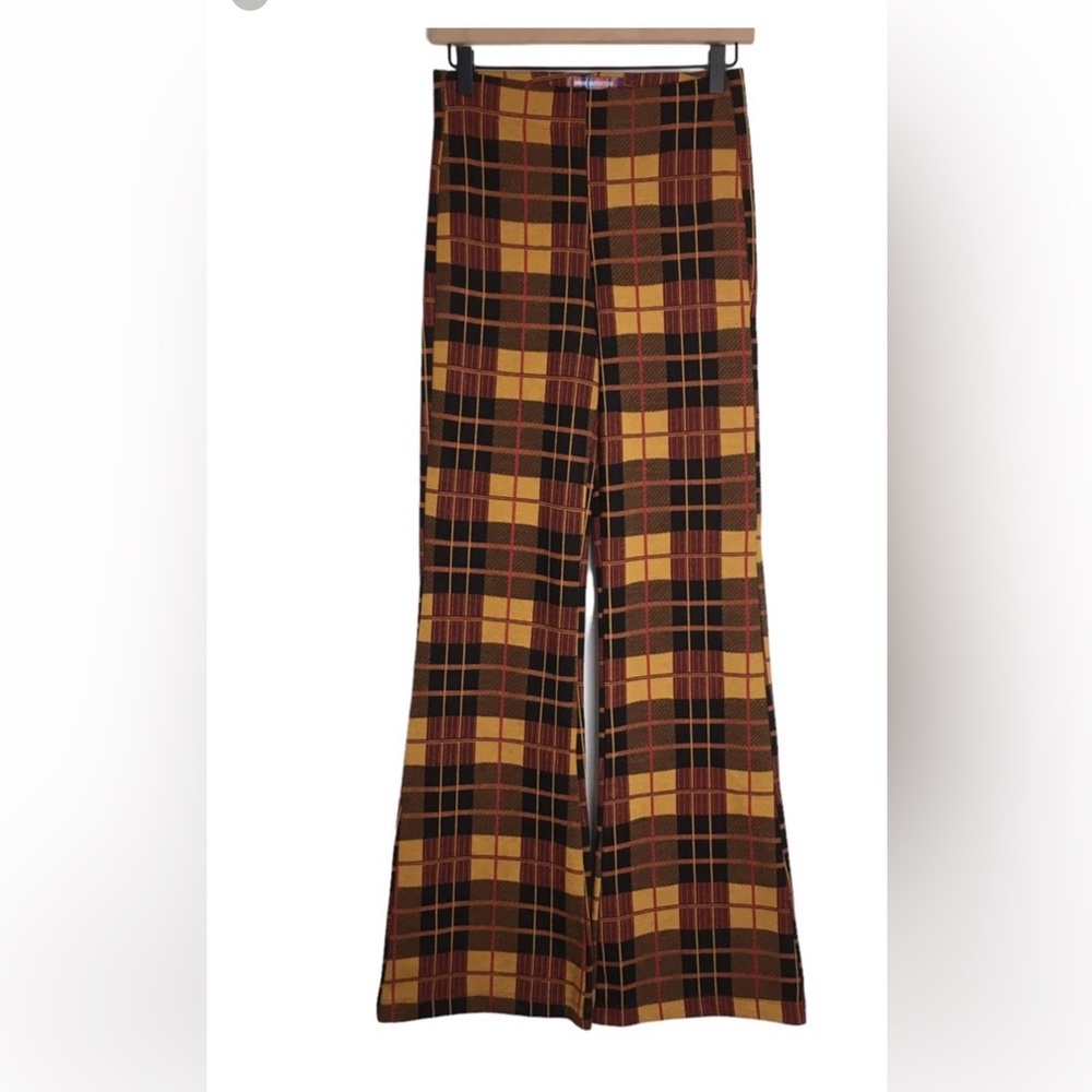 Urban Outfitters UO Bryn Pull On Flare Soft Pants Plaid M